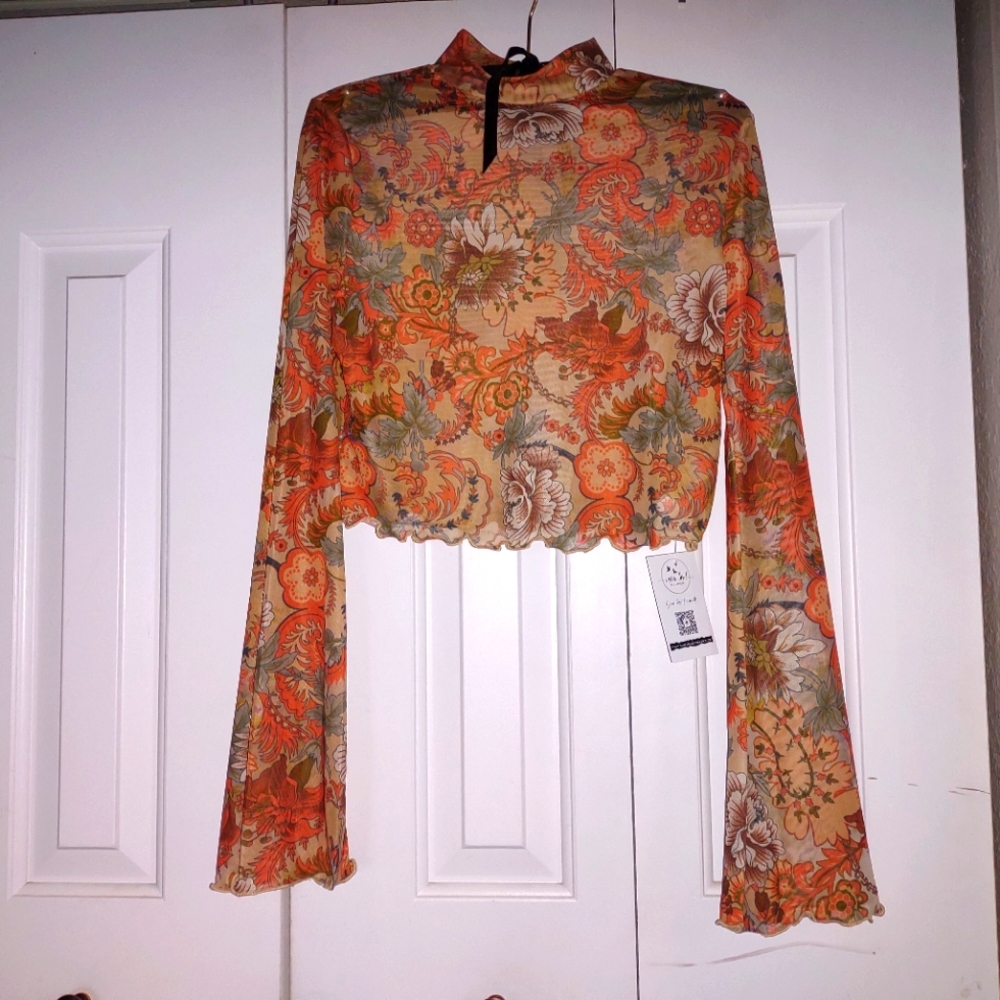 Mesh paisley top